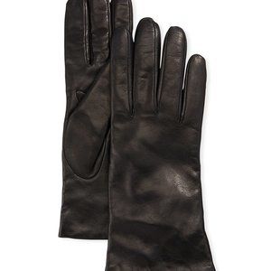 New Portolano Cashmere-Lined Black Leather Gloves